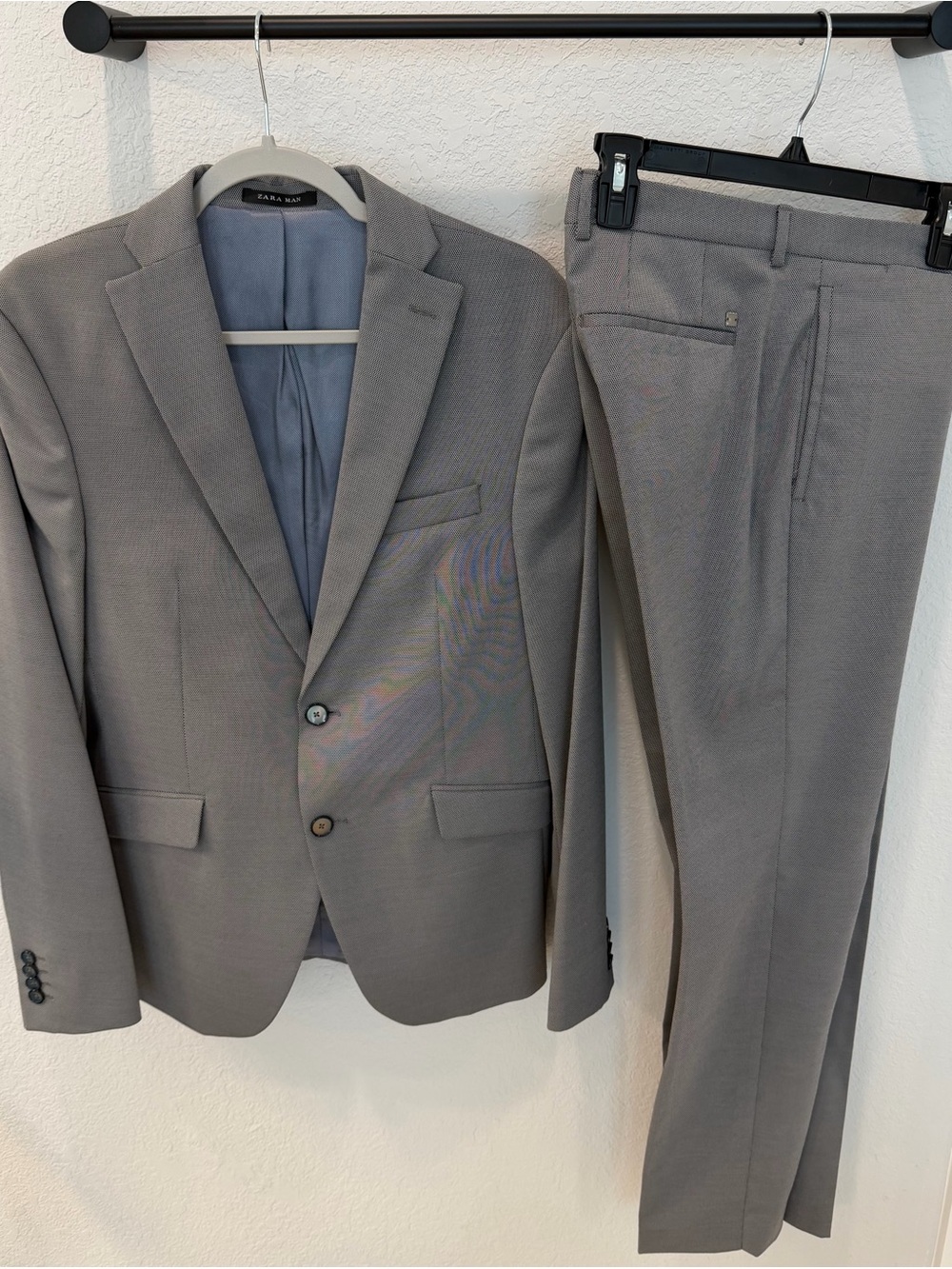 Zara Light Gray Slim Fit Two-Piece Suit